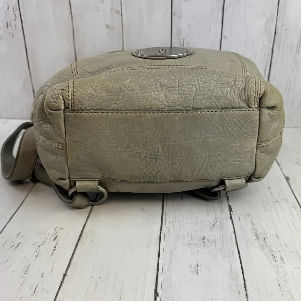VTG Fossil Gray Pebbled Leather Maddox Distressed 1954 Keyhole Key Backpack Bag